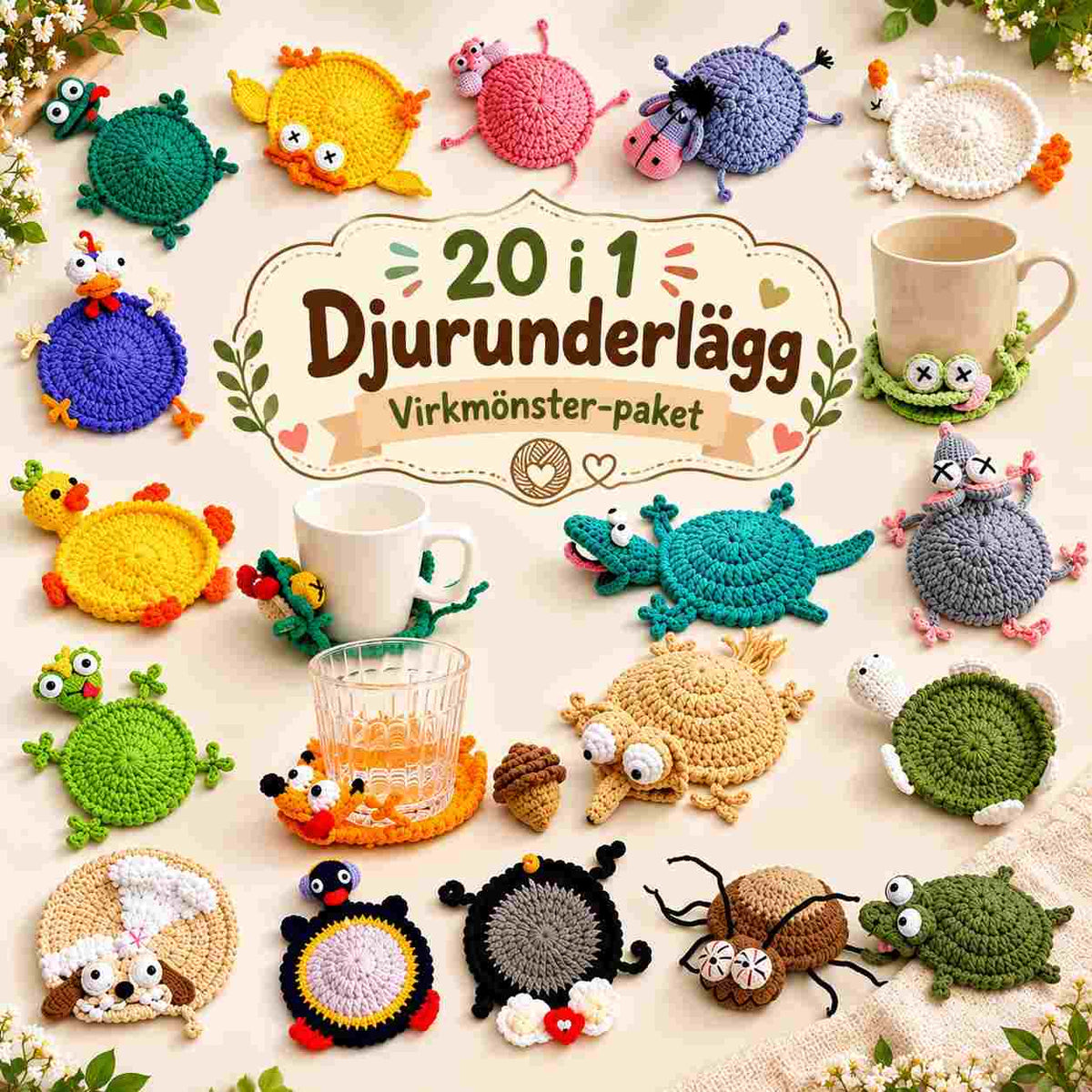 20 virkade mönster för djurunderlägg
