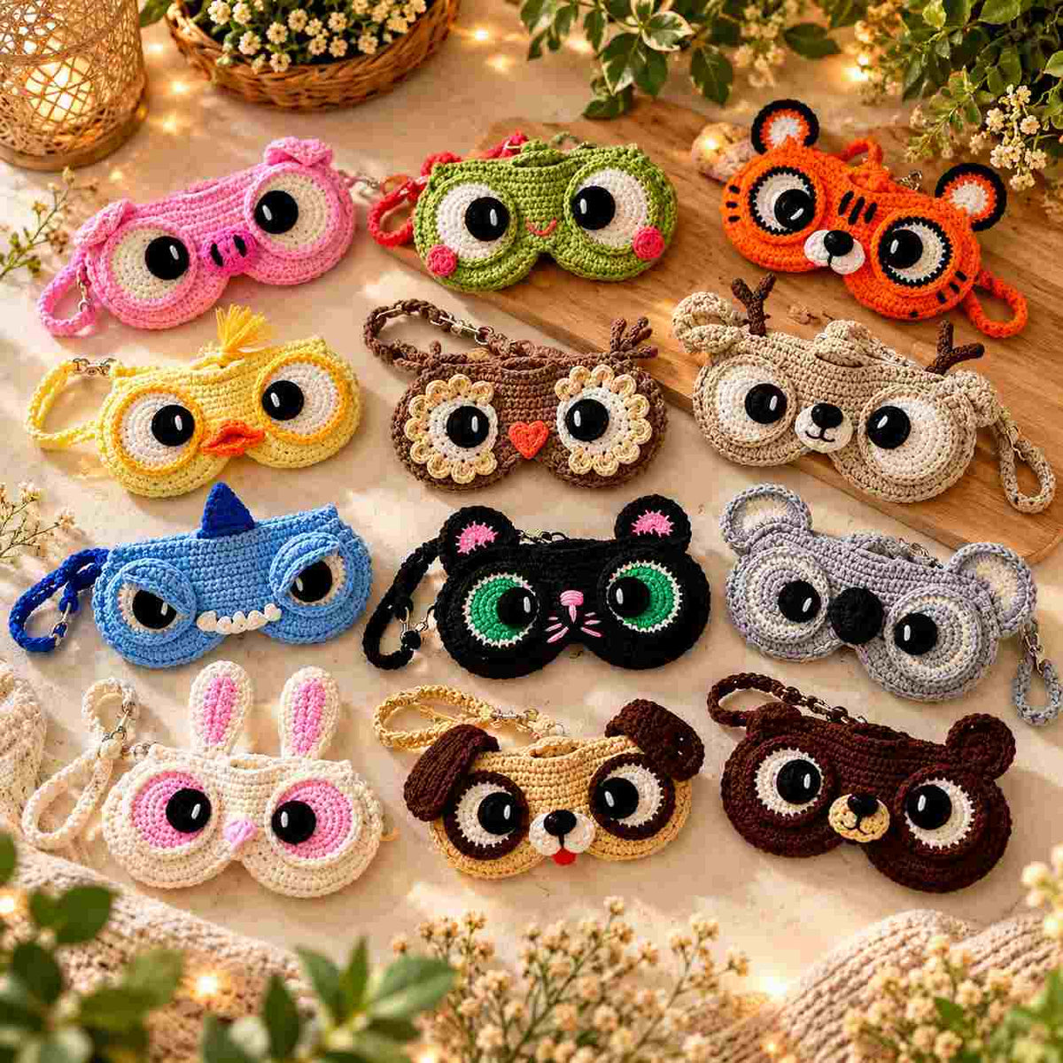 12-in-1 Crochet Pattern – Cute Animal Glasses Cases