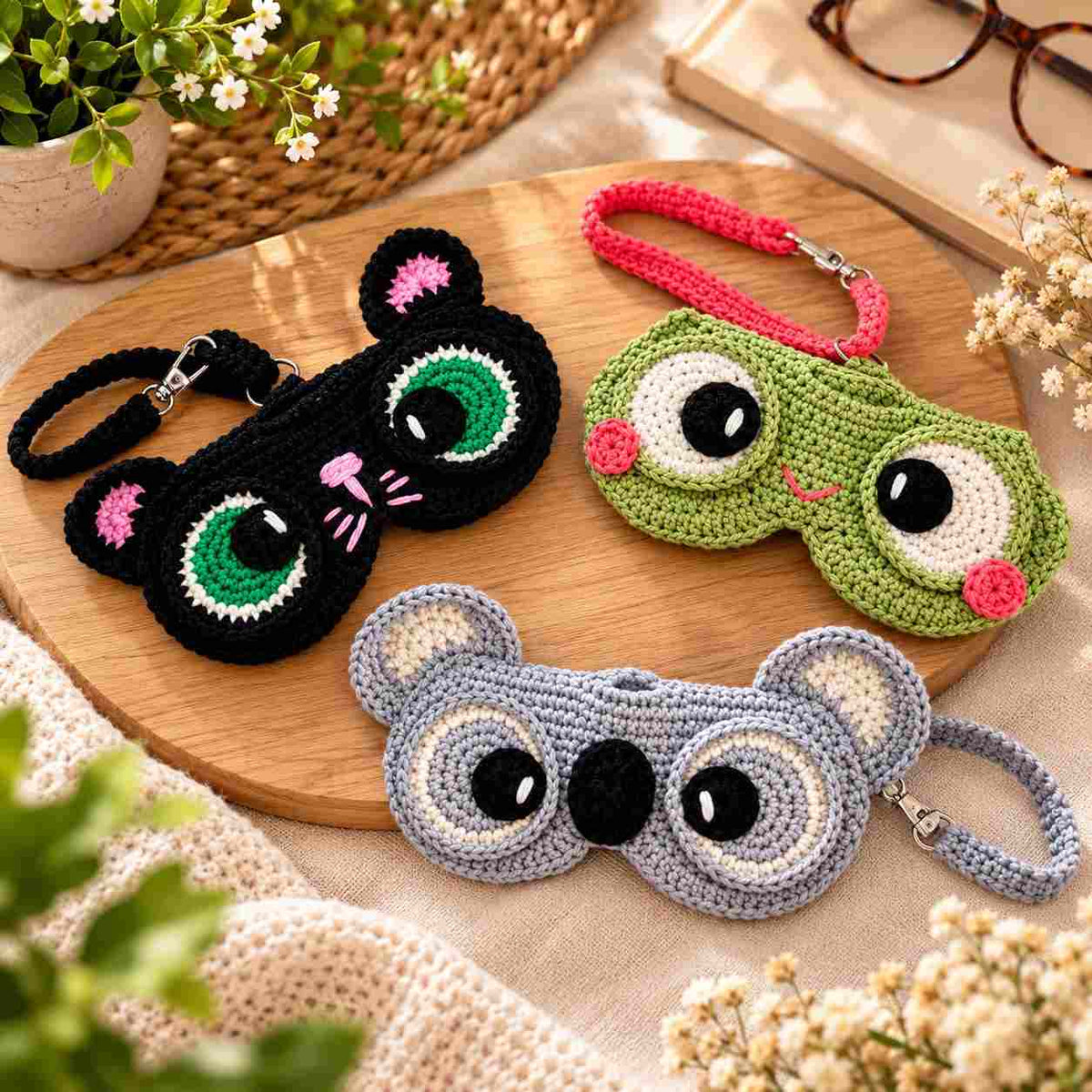 12-in-1 Crochet Pattern – Cute Animal Glasses Cases